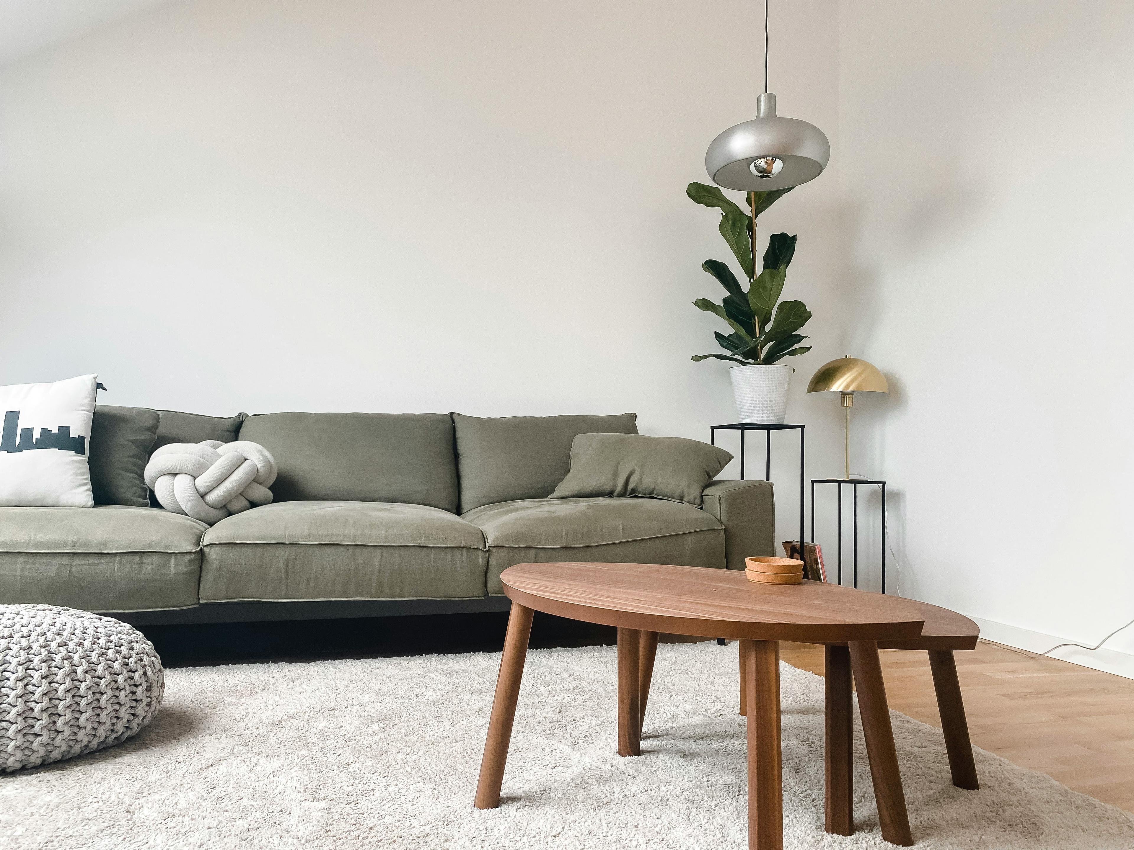 Premium handcrafted wooden furniture in a modern living room